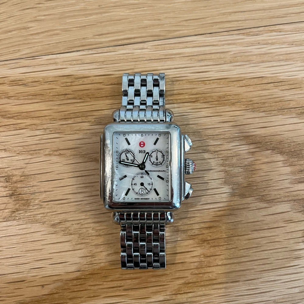 Ladies Michele Deco 29mm MW06A00A0025 Stainless Steel MOP Quartz Chronograph